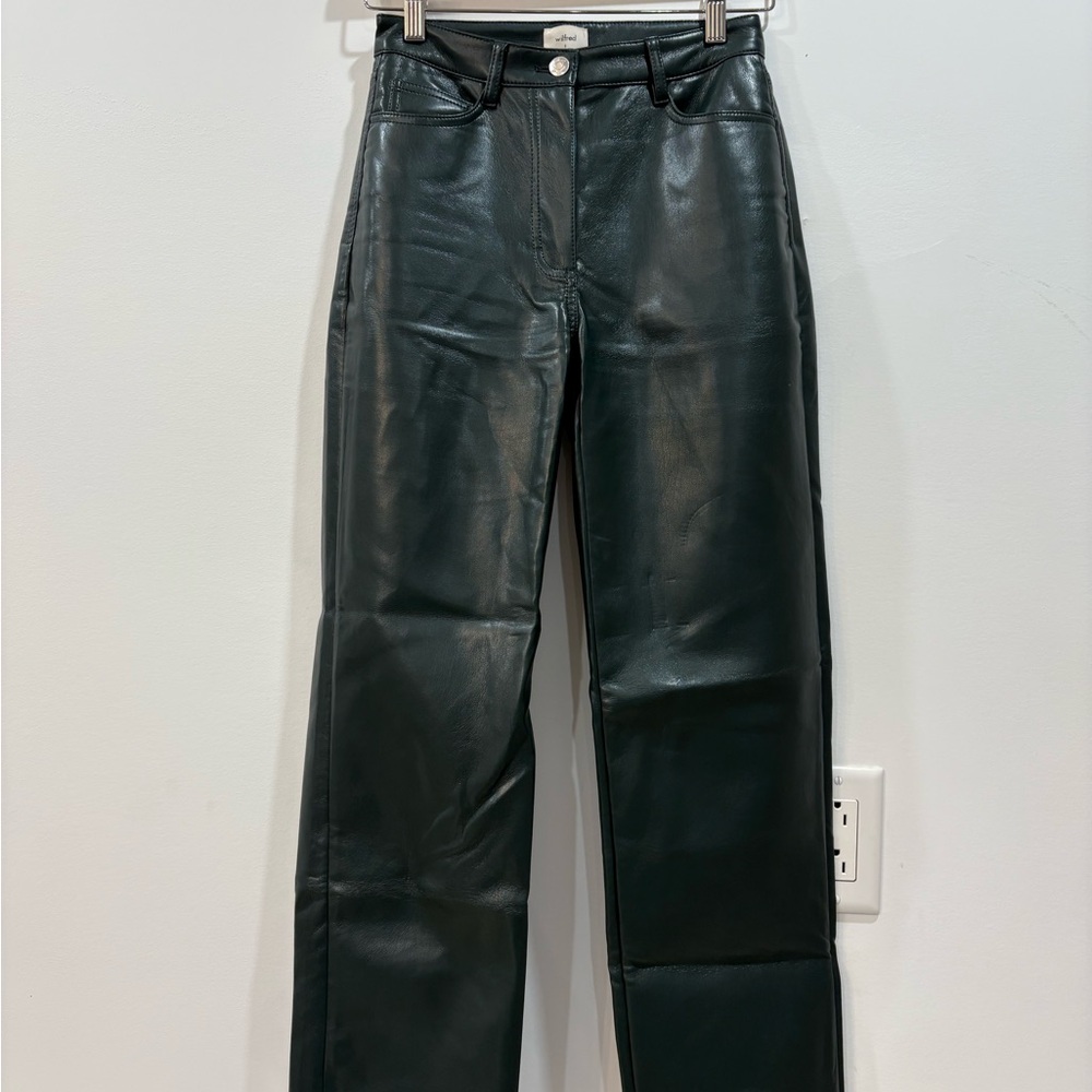 Dark Green Leather Pants